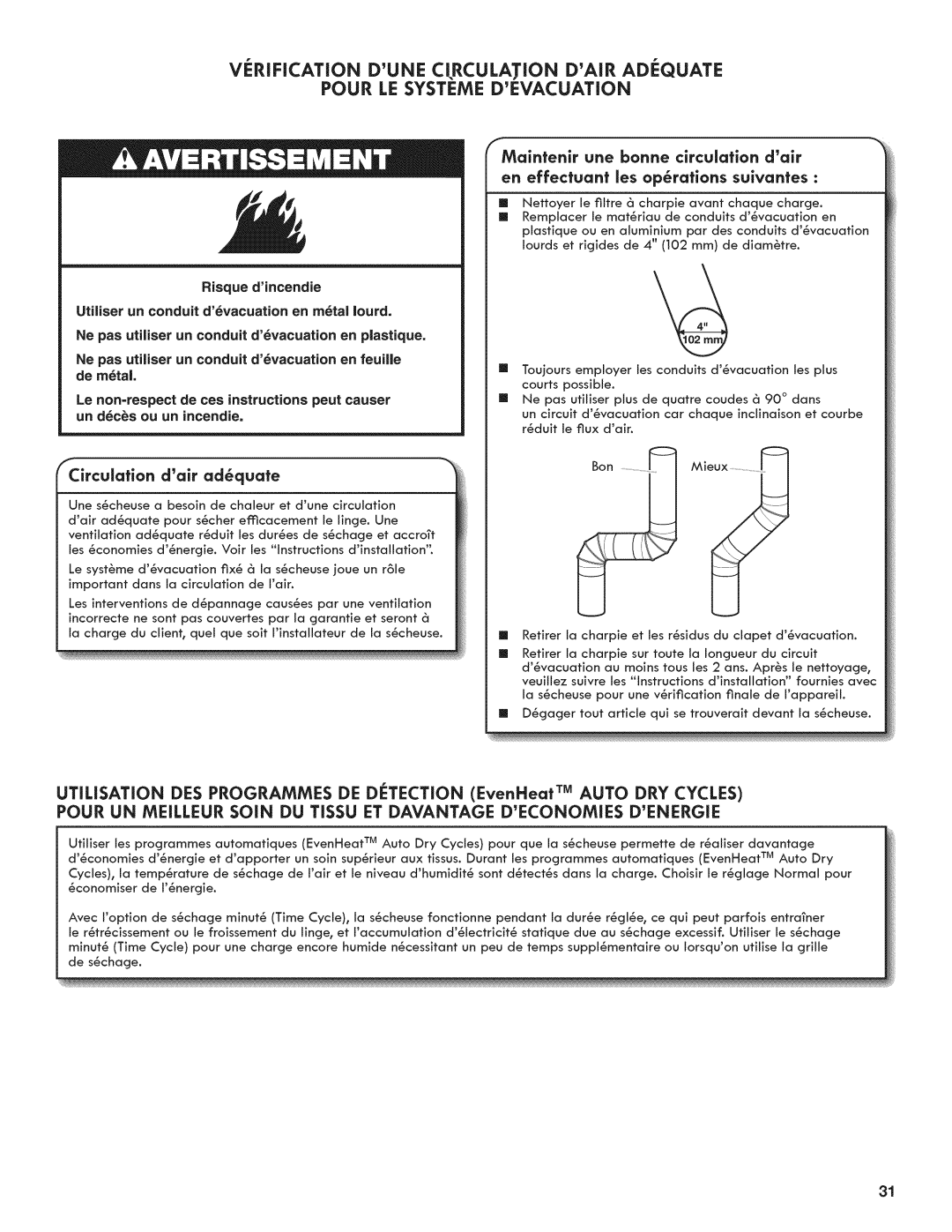 Kenmore 6800, 7800, C6801 manual Circulation dair adciuate, Sur, Suivre les, La scheuse pour 