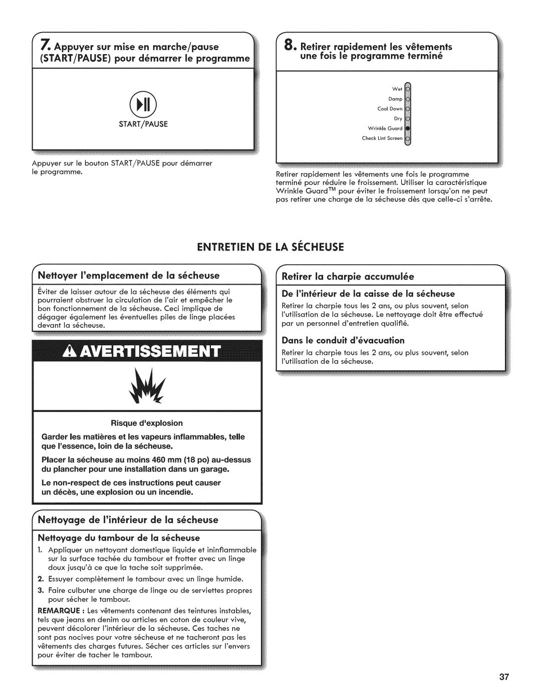 Kenmore 6800, 7800, C6801 manual Entretien DE LA Secheuse, Nettoyer rernpiacernent de la scheuse, Dons le conduit dvacuatlon 