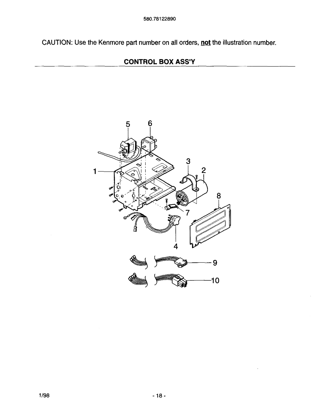 Kenmore 78122 owner manual Control BOX Assy 