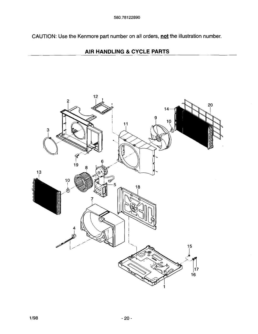 Kenmore 78122 owner manual AIR Handling & Cycle Parts 