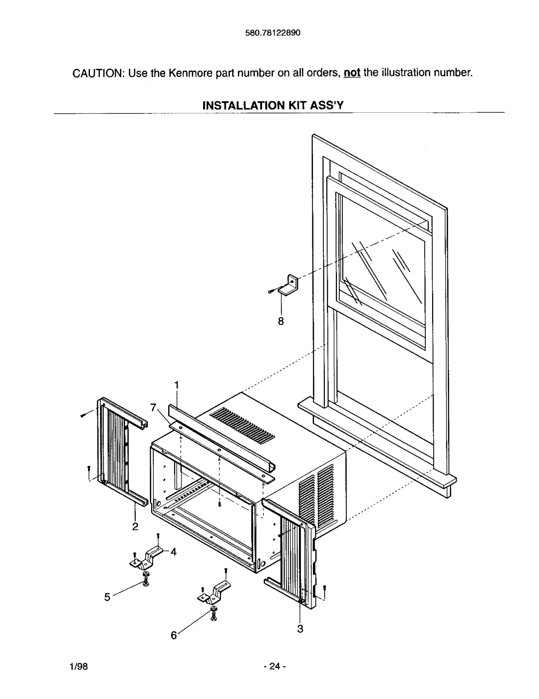 Kenmore 78122 owner manual Installation KIT Assy 