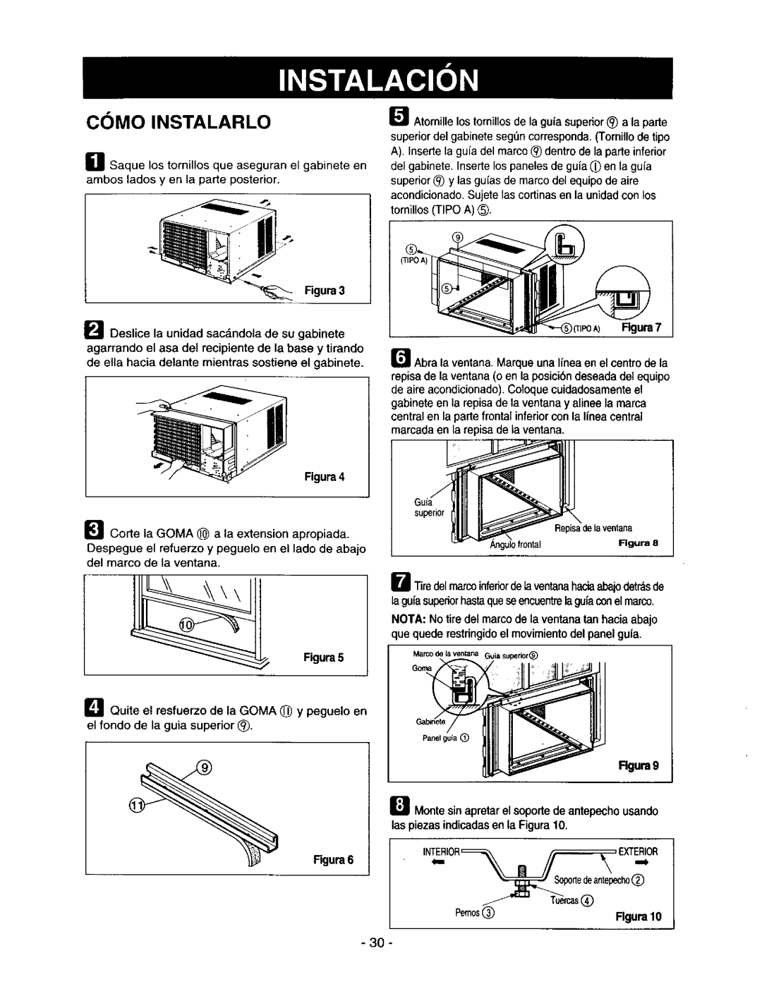 Kenmore 78122 owner manual Como Instalarlo, Rgura 