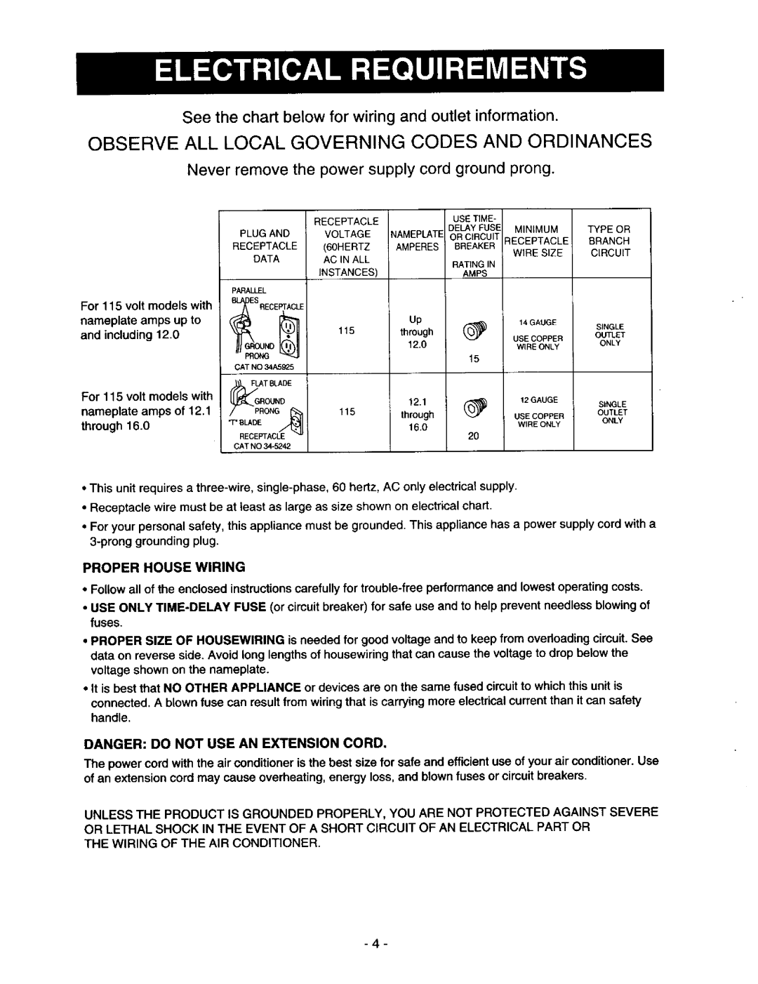 Kenmore 78122 owner manual RO.Sk%l, Proper House Wiring 