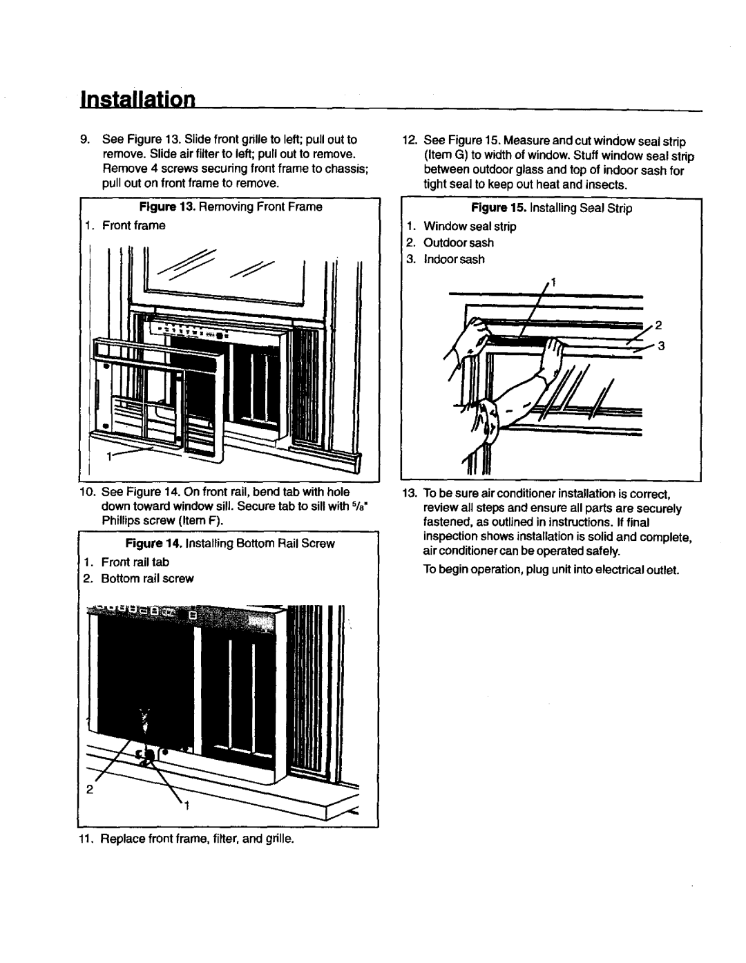 Kenmore 78079, 78189, 70129, 70089 owner manual Installing Seal Strip Window seal strip Outdoor sash 