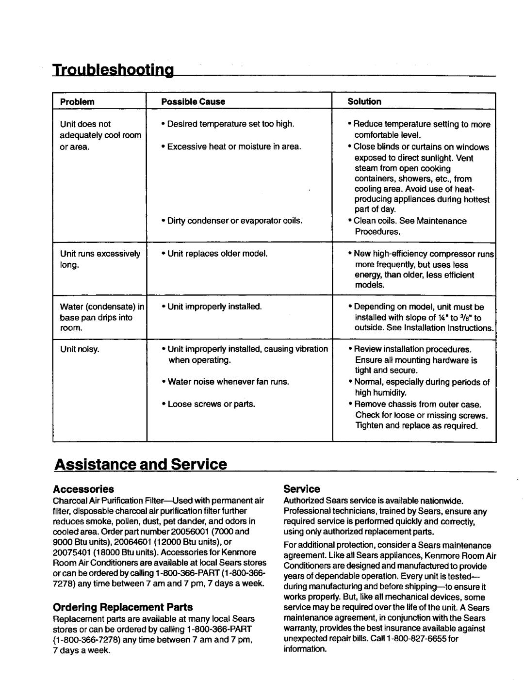 Kenmore 78079, 78189, 70129, 70089 owner manual Assistance and Service, Accessories 