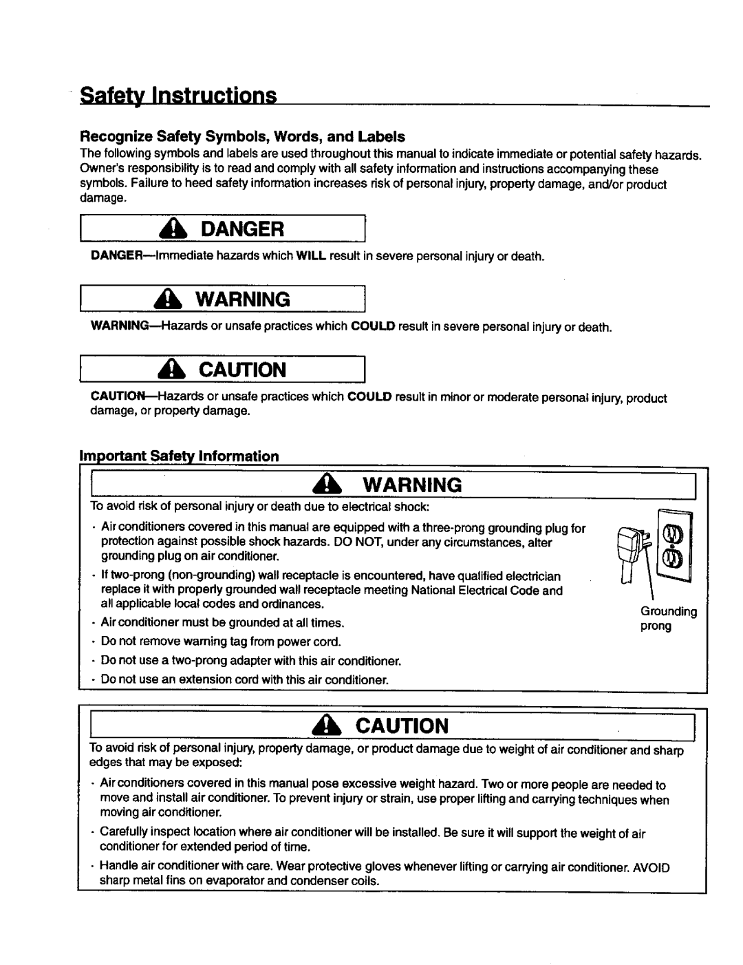 Kenmore 78079, 78189, 70129, 70089 owner manual Safety. Instructions, Idangeri 