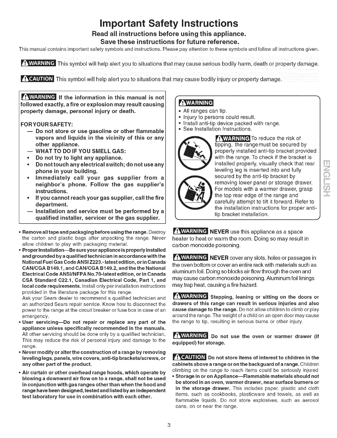 Kenmore 7854, 7862, 7857 Read all instructions before using this appliance, Save these instructions for future reference 