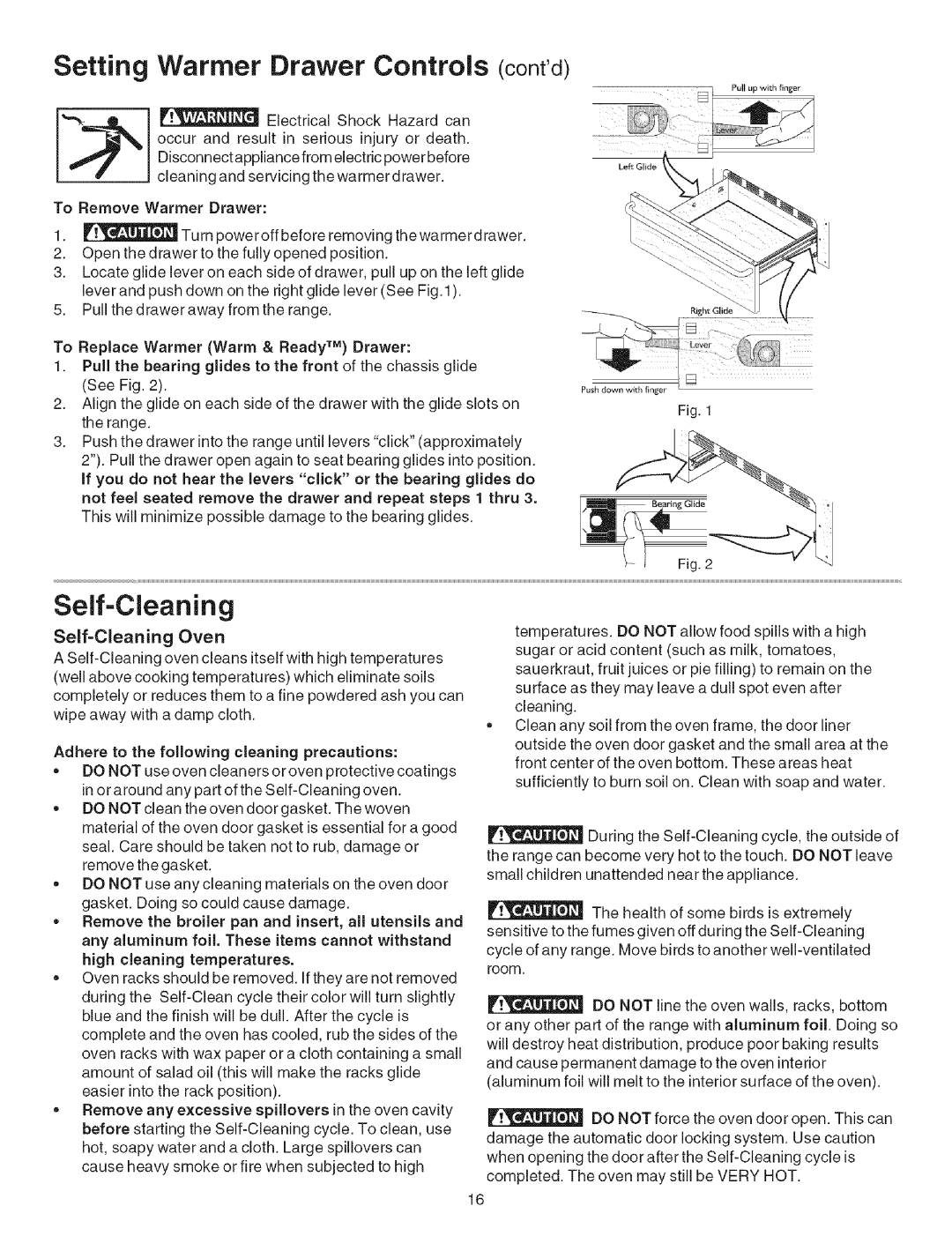 Kenmore 7882, 7891, 7881, 7877, 7878, 7895, 7864 manual Setting Warmer Drawer Controls contd, Self-Cleaning, Self=Cleaning Oven 