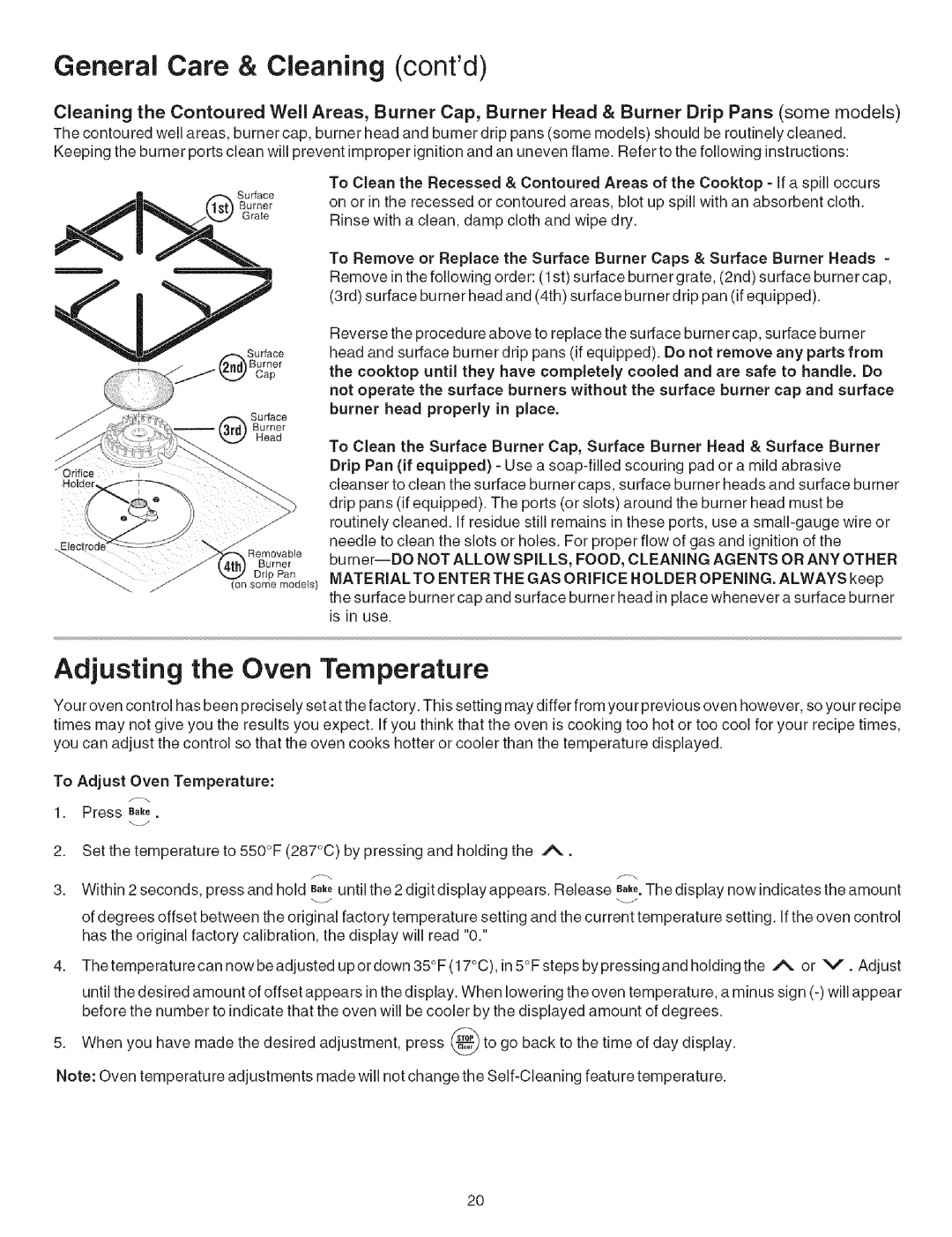 Kenmore 7864, 7891, 7881, 7882, 7877, 7878, 7895 manual Adjusting the Oven Temperature, To Adjust Oven Temperature 