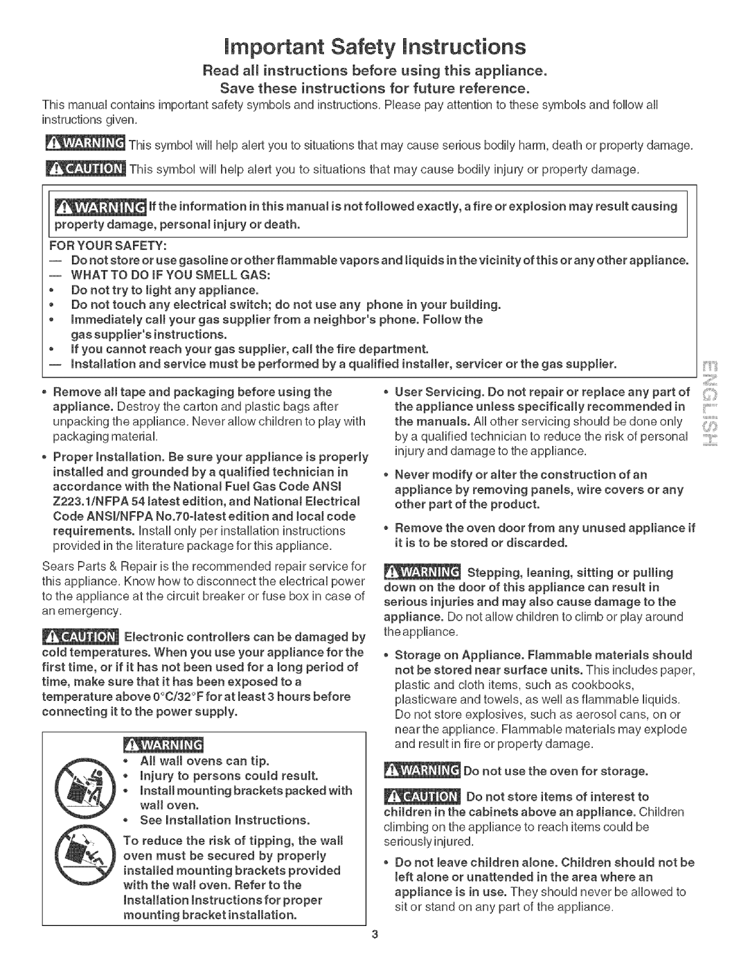 Kenmore 790. 3017 manual Important Safety instructions 