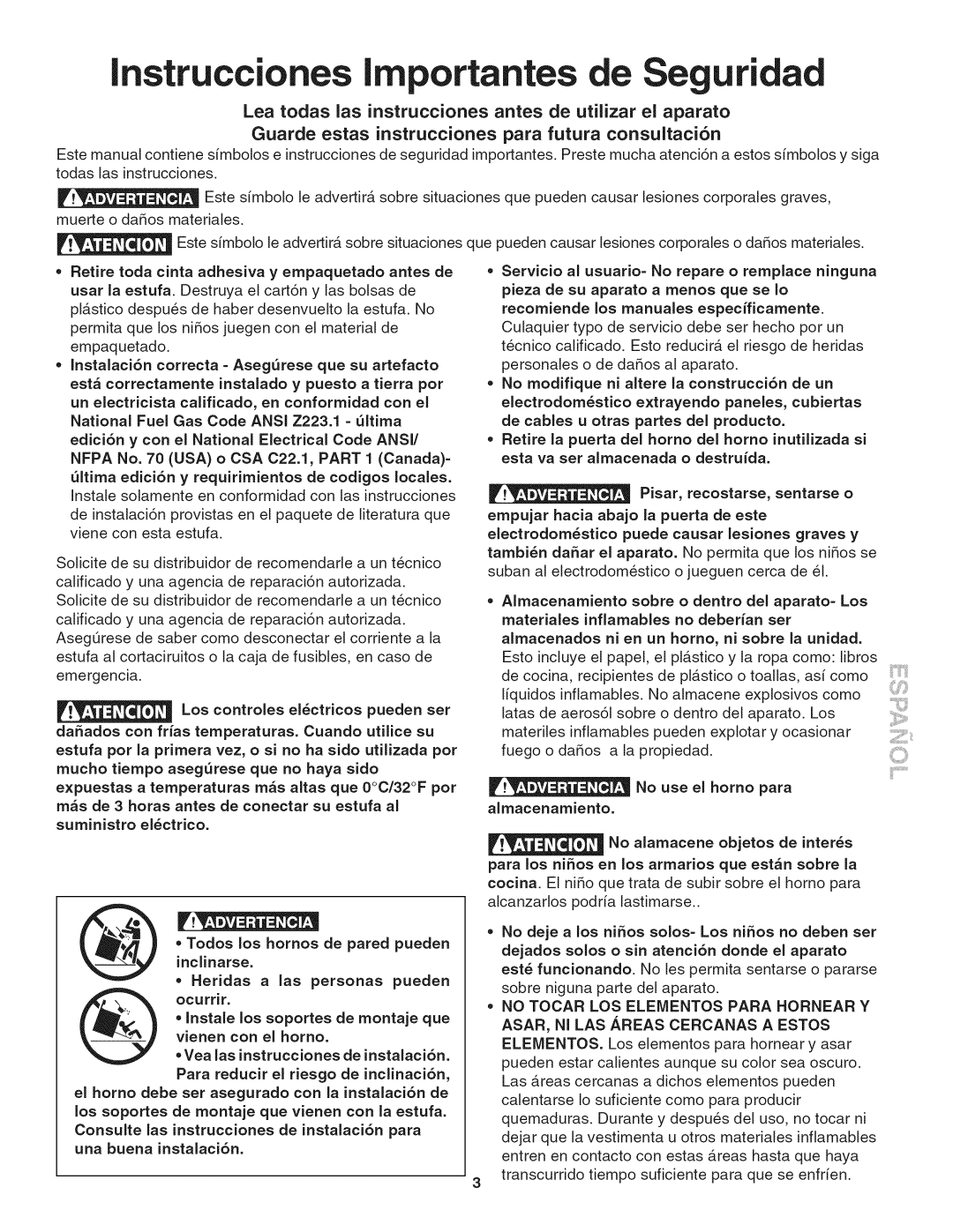 Kenmore 790. 4045 manual Instrucciones Importantes de Seguridad, Suministro elctrico 