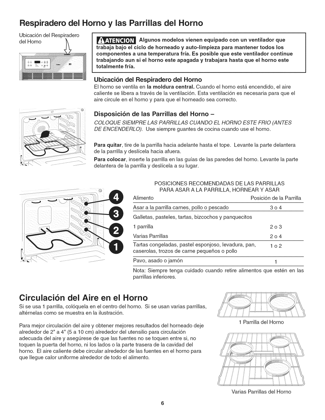 Kenmore 790. 4045 manual Respiradero del Homo y las Parrillas del Homo, Circulaci6n del Aire en el Homo 