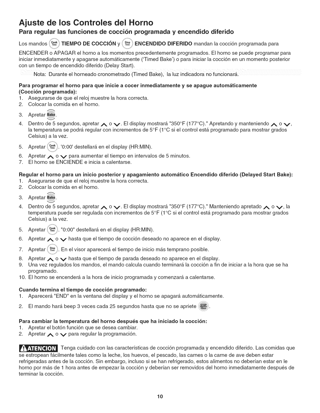 Kenmore 790. 4045 manual Ajuste de los Controles del Horno 