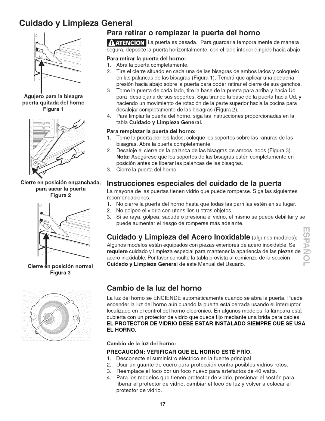 Kenmore 790. 4045 manual Para retirar o remplazar la puerta del homo 