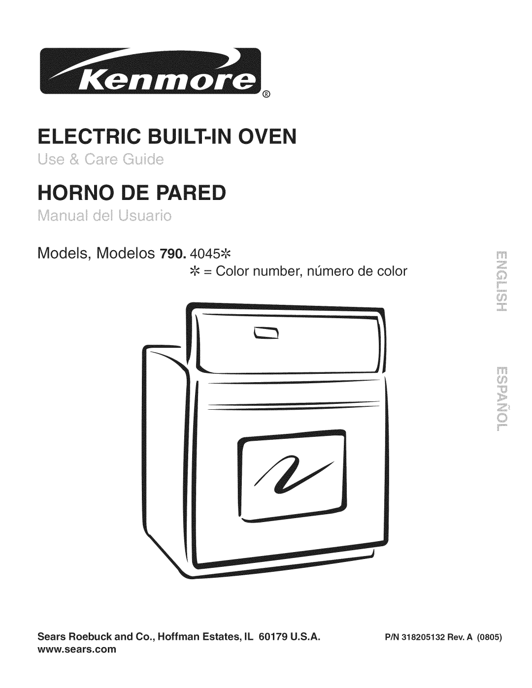 Kenmore manual ELECTRIC Ui LT-I OVE HORNO, Models, Modelos 790. 4045_, Color number, nL mero de color 