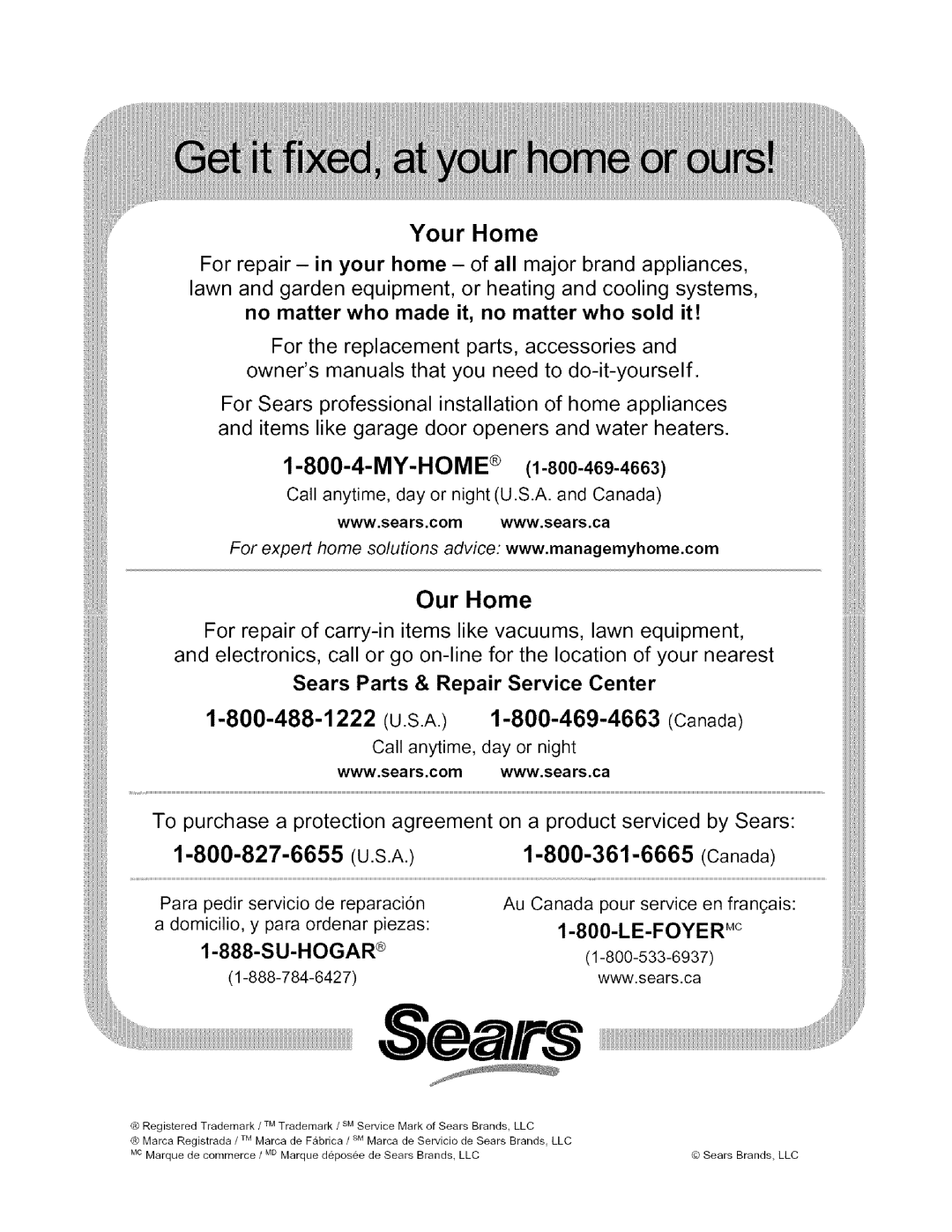 Kenmore 790, 4272 manual Your Home, Our Home, Sealrs 