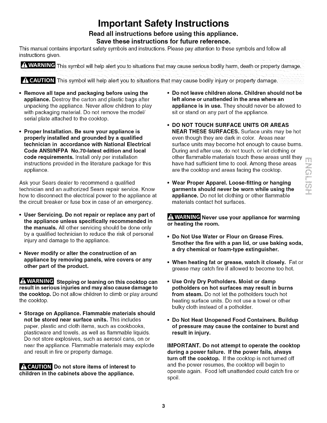Kenmore 4272, 790 manual Important Safety Instructions, Read all instructions before using this appliance 