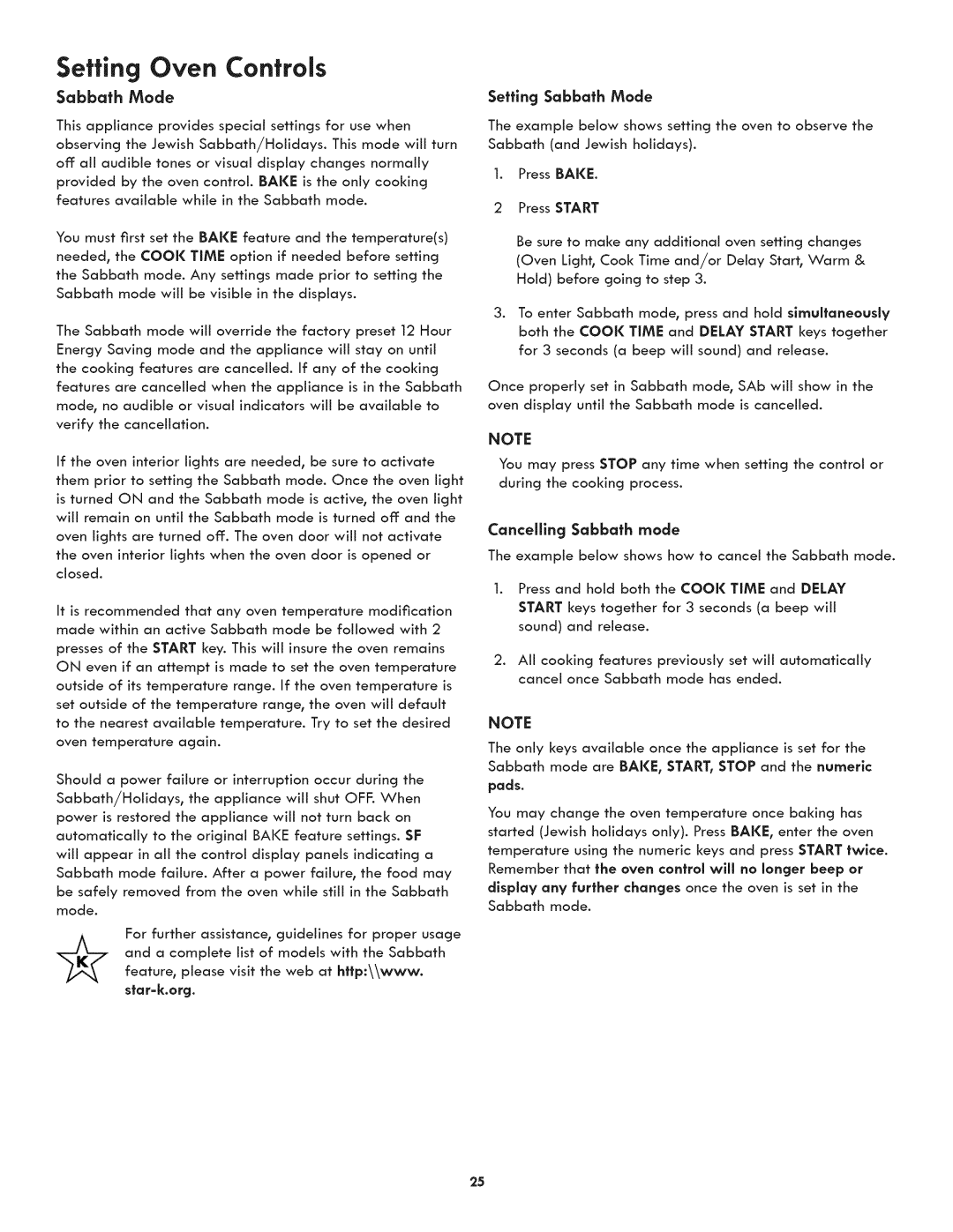 Kenmore 790-4501 manual Sabbath Mode, Cancelling Sabbath mode, Example below shows how to cancel the Sabbath mode, Pads 