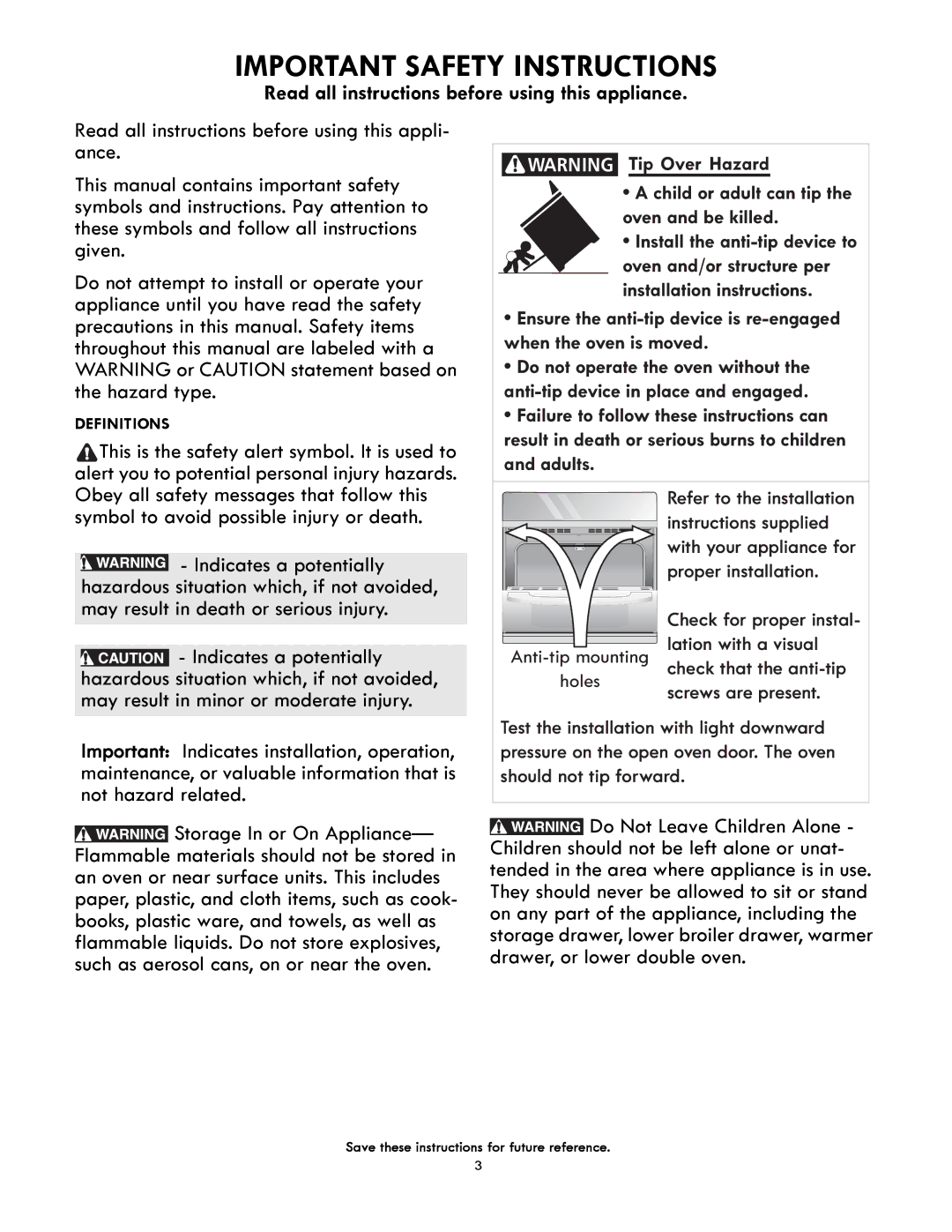 Kenmore 790-4940, 790-4942 manual Important Safety Instructions, Save these instructions for future reference 