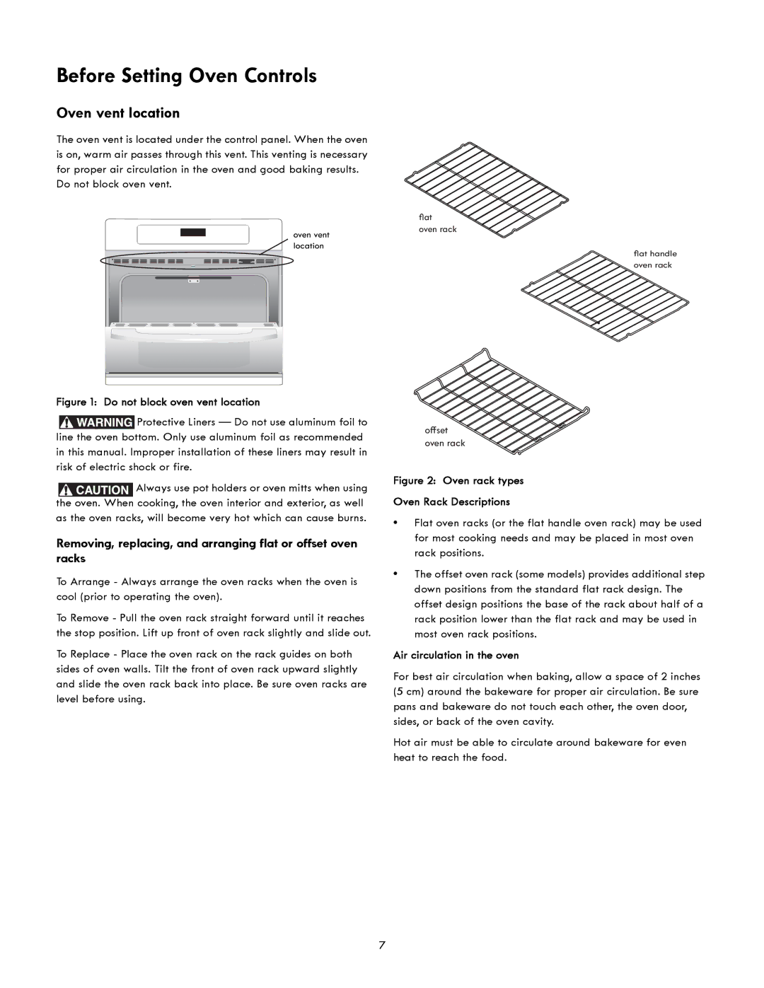 Kenmore 790-4940 Before Setting Oven Controls, Oven vent location, Do not block oven vent, Air circulation in the oven 