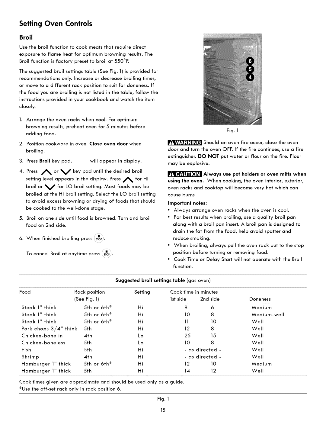 Kenmore 790. 7260 manual Broil, Suggested broil settings table gas oven, See 1st side, Thick 