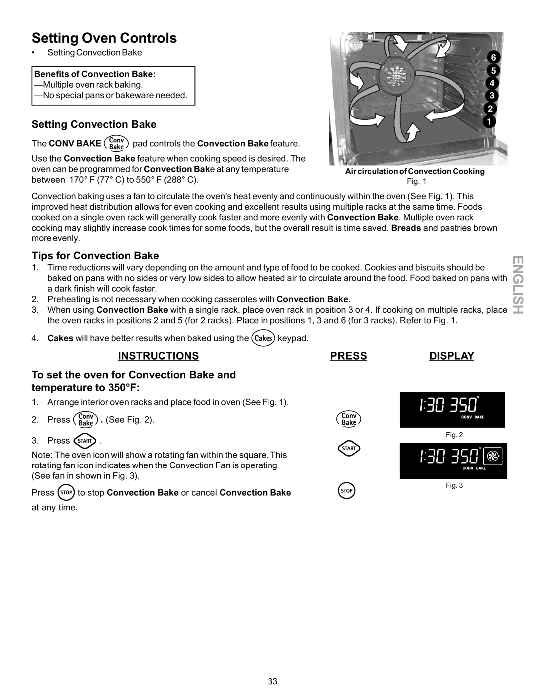 Kenmore 790-9663 Setting Convection Bake, Tips for Convection Bake, Benefits of Convection Bake -Multiple oven rack baking 