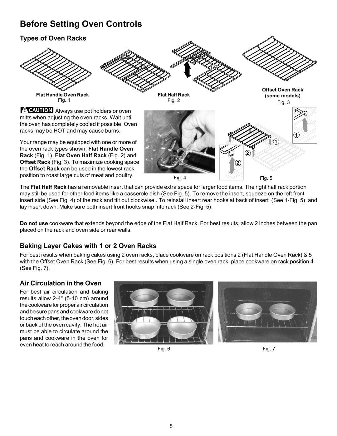 Kenmore 790-9663 manual Types of Oven Racks, Baking Layer Cakes with 1 or 2 Oven Racks, Air Circulation in the Oven 