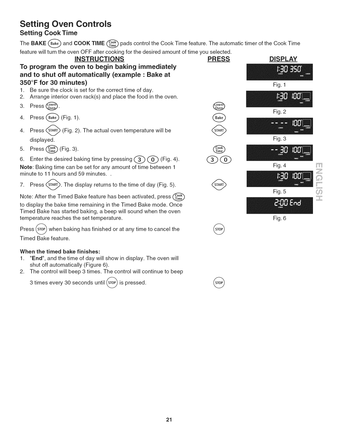 Kenmore 790. 9802 manual Setting Cook Time, Instructions PR ESS 