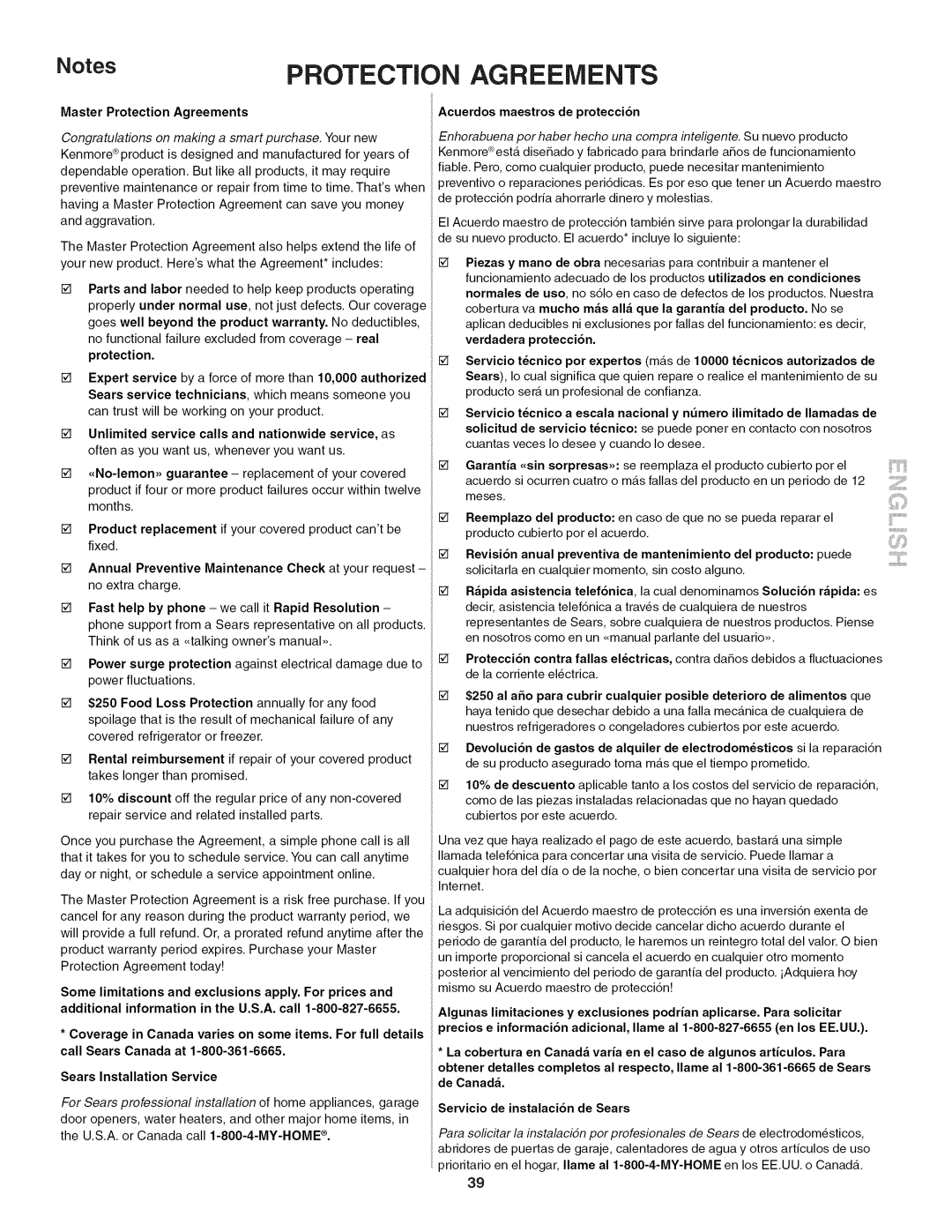 Kenmore 790. 9802 manual Master Protection Agreements 