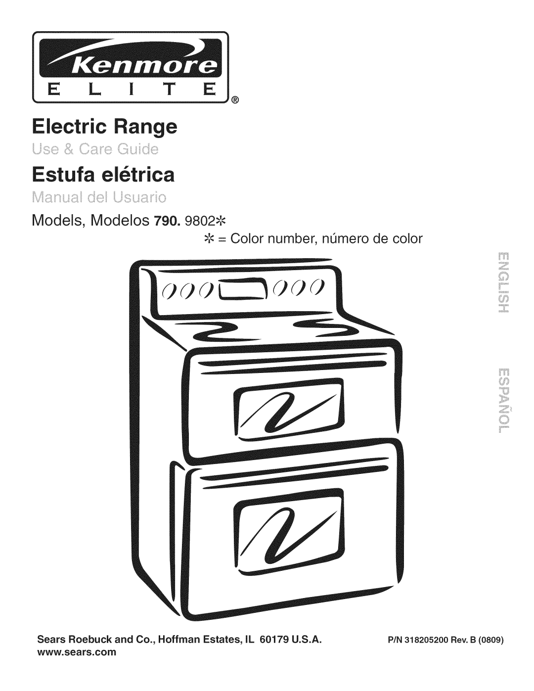 Kenmore 790. 9802 manual Models, Modelos 790, J,,,.,. = Color number, nL_mero de color, Electric ange Estufa el6trica 