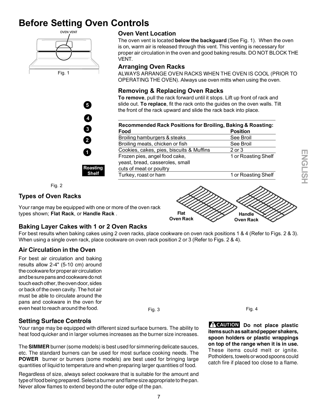 Kenmore 790 manual Before Setting Oven Controls, Oven Vent Location, Types of Oven Racks Removing & Replacing Oven Racks 