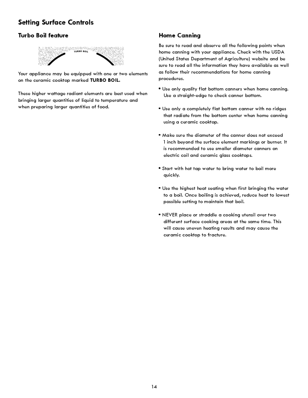 Kenmore 790 manual Turbo Boil feature, Home Canning 