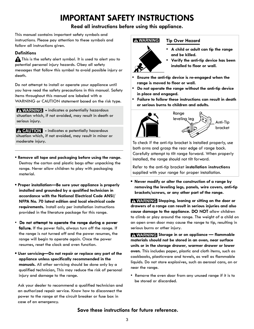 Kenmore 790 manual Read all instructions before using this appliance, Save these instructions for future reference 