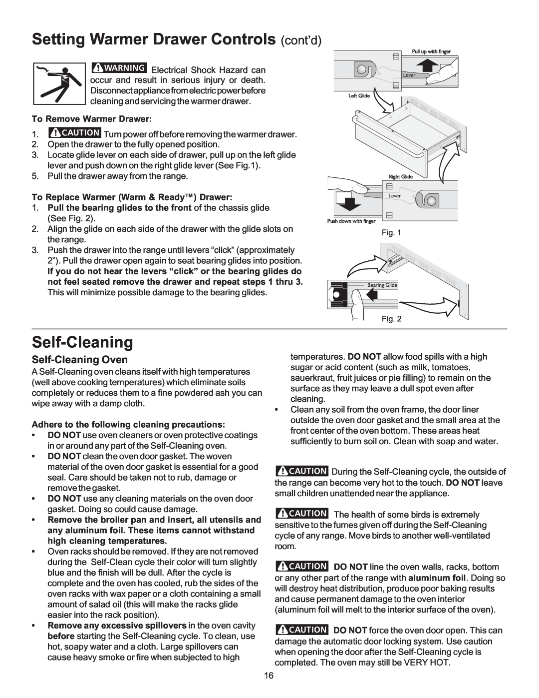 Kenmore 790 manual Setting Warmer Drawer Controls cont’d, Self-Cleaning Oven, To Remove Warmer Drawer 