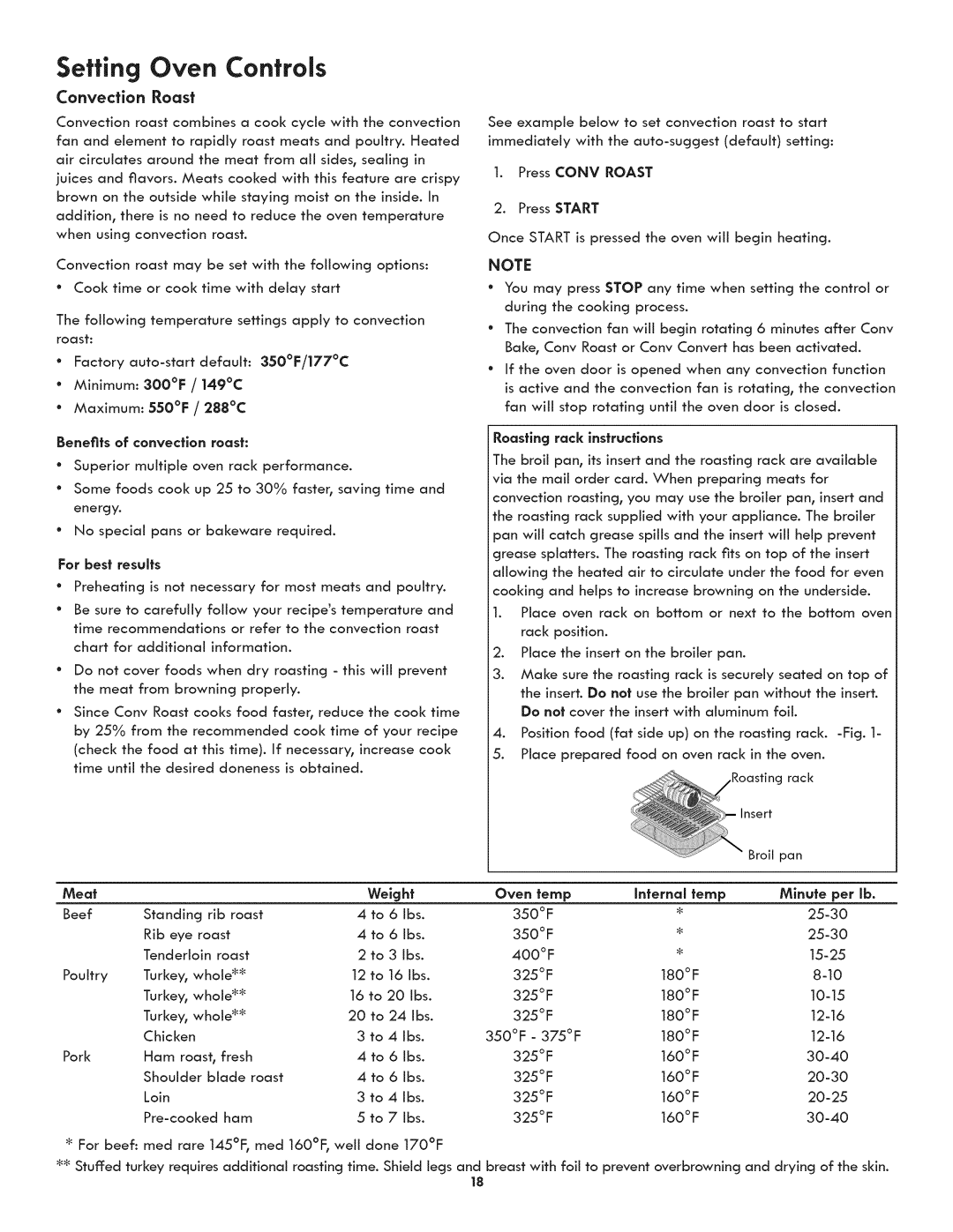 Kenmore 790.3105 manual Convection Roast, Benefits of convection roast, Weight 