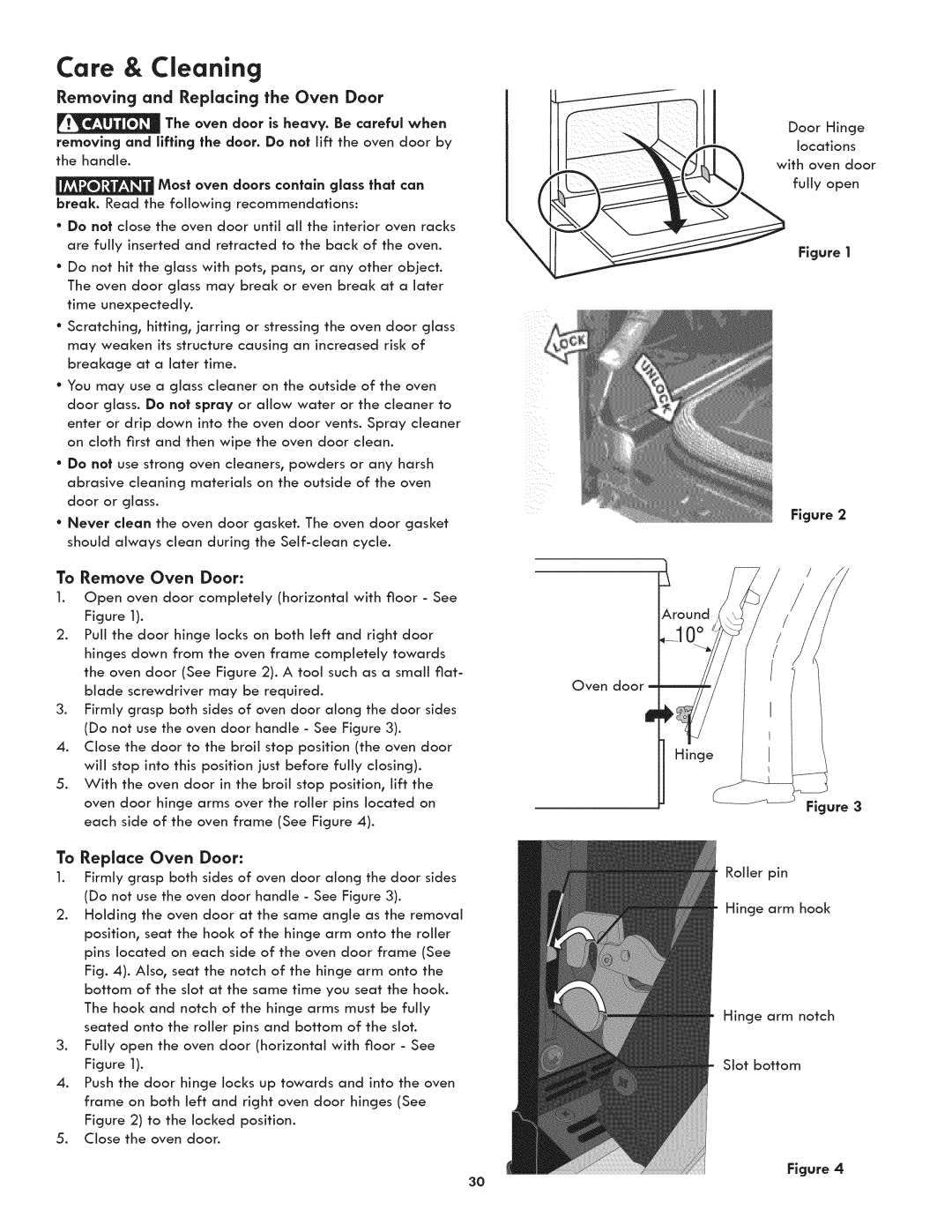 Kenmore 790.3105 manual Removing and Replacing the Oven Door, To Replace Oven Door 