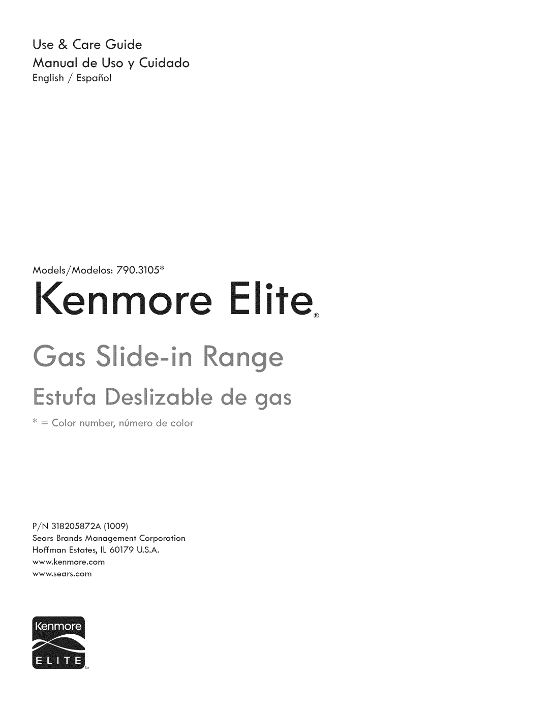 Kenmore 790.3105 manual Use & Care Guide, l<e more lite, Gs S i o n ng, Deslizable de 