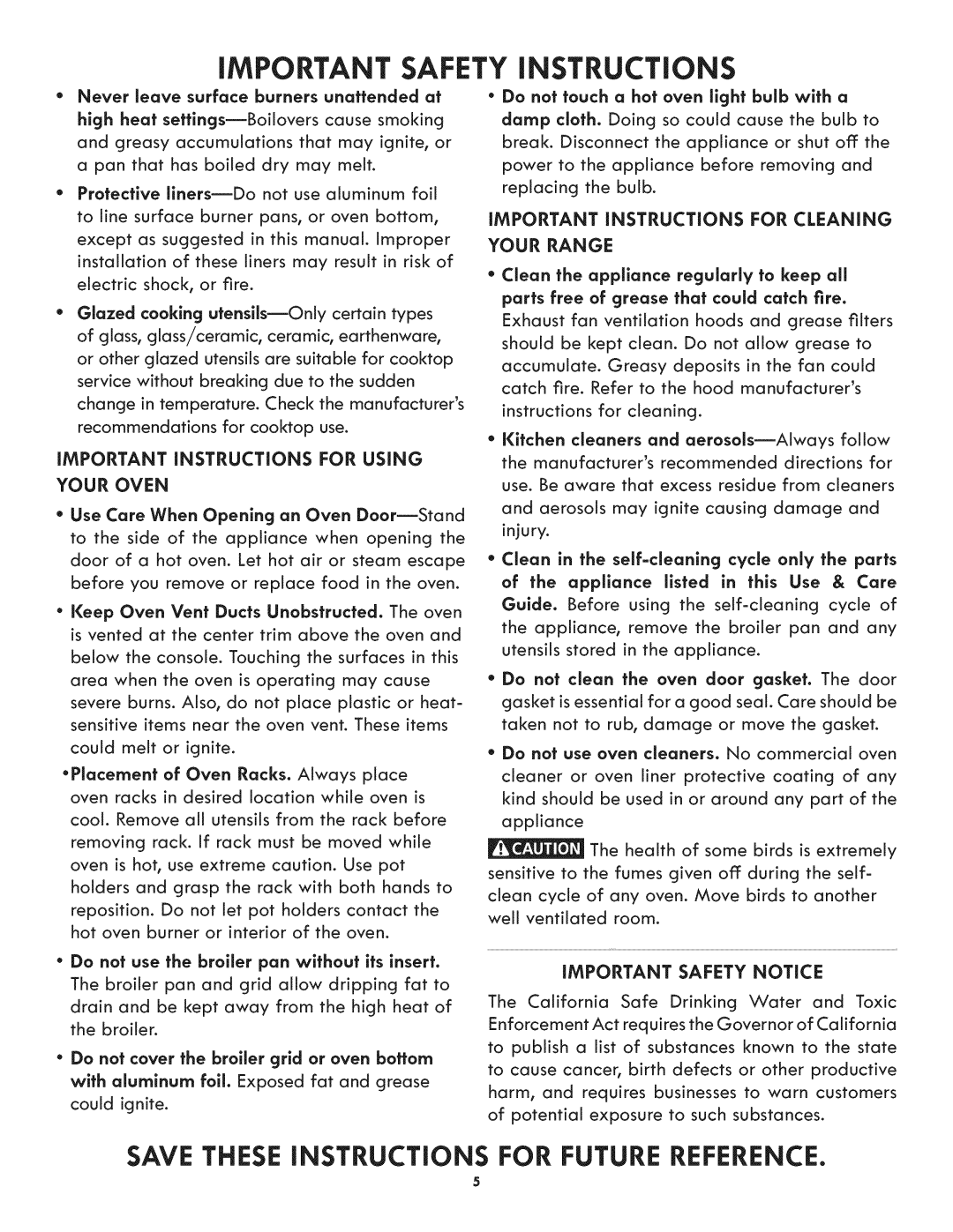 Kenmore 790.3105 manual iMPORTANT SAFETY iNSTRUCTiONS, Save These Instructions For Future Reference 