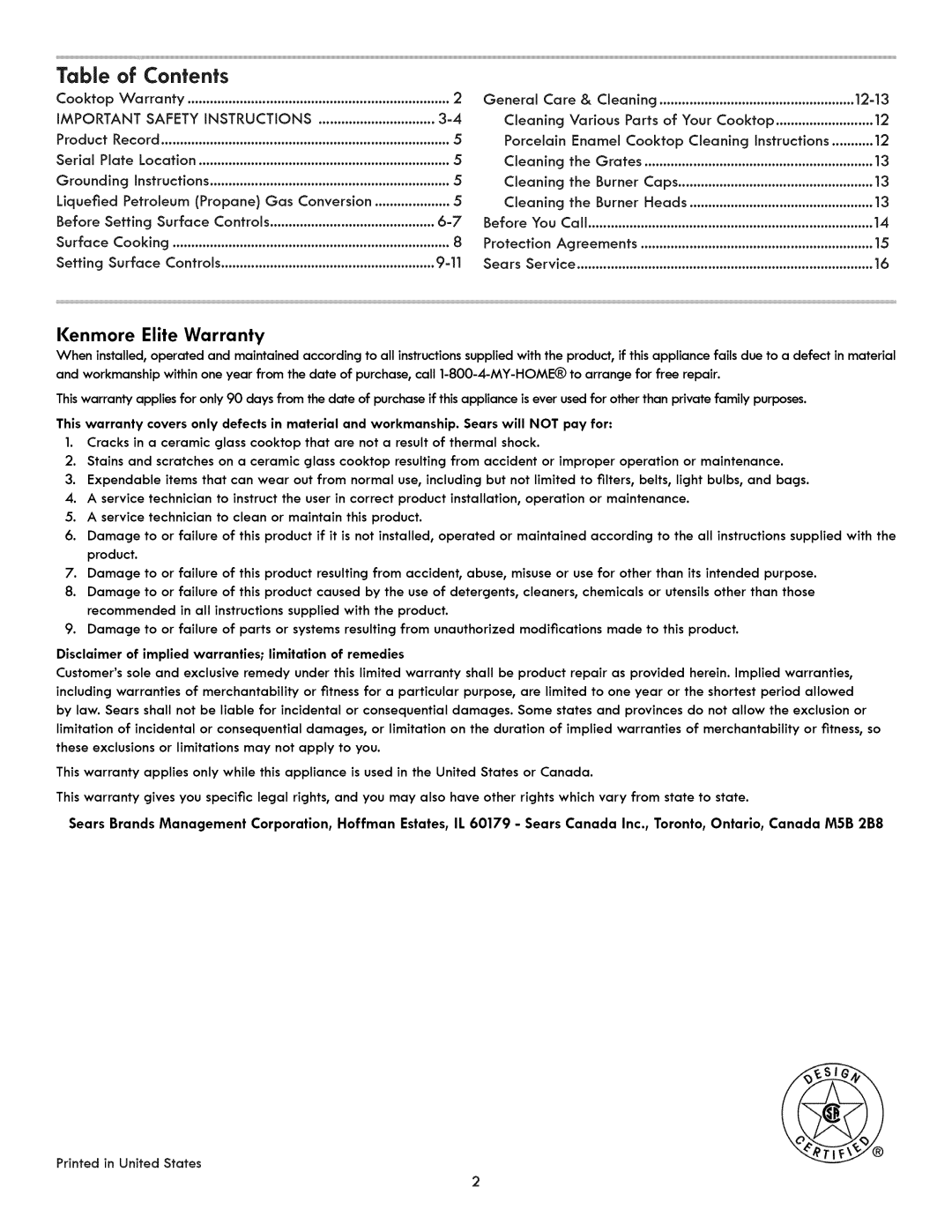 Kenmore 3232, 790.323, 3233, 3231, 3235 manual Contents 