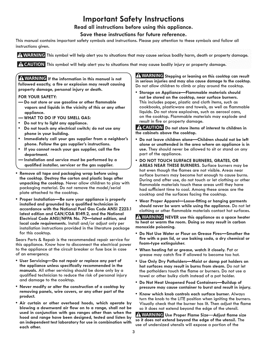 Kenmore 3231, 790.323, 3233, 3232, 3235 manual Instructions given, This symbol That, MWHAT to do iF YOU Smell GAS 