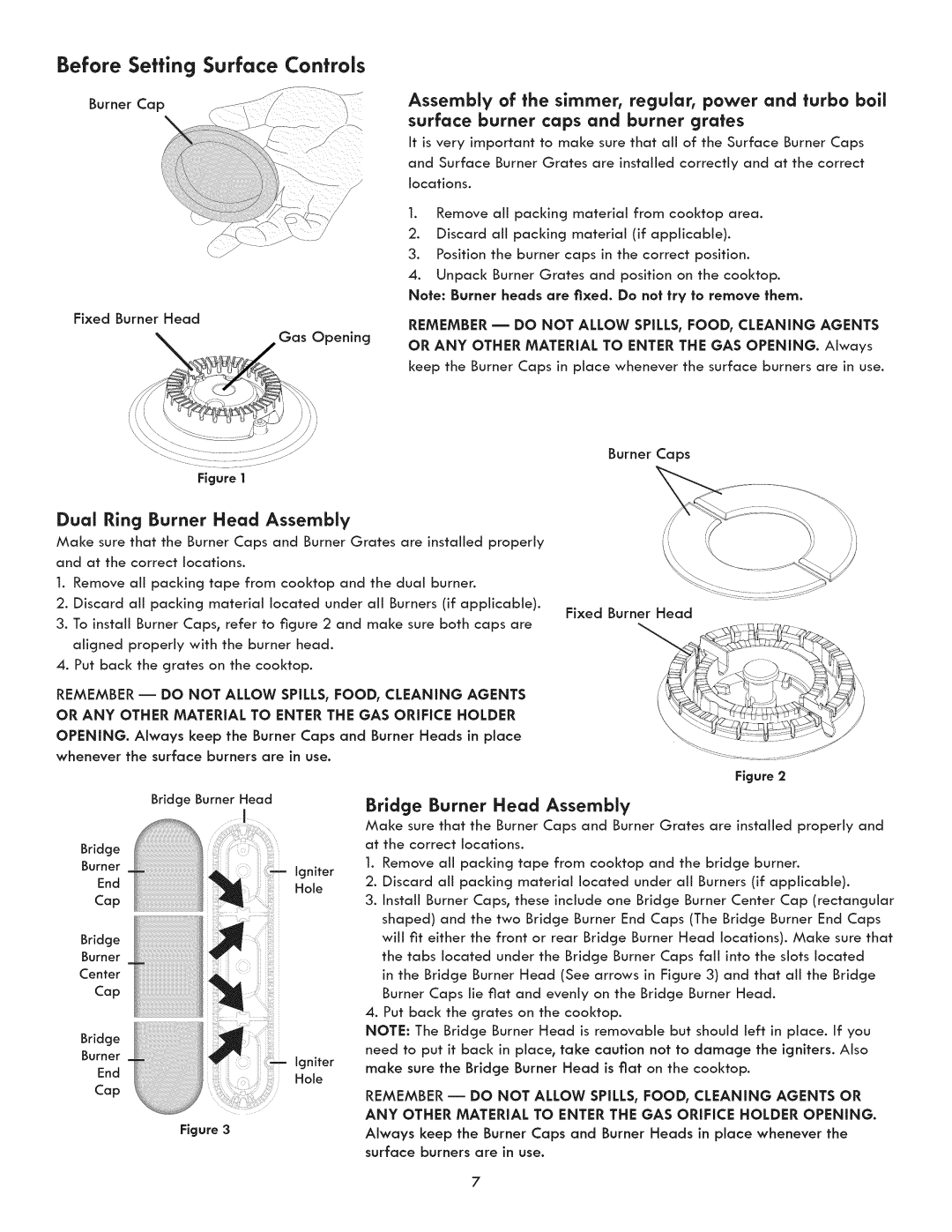Kenmore 3232, 790.323, 3233, 3231, 3235 manual Dual Ring Burner Head Assembly, Bridge Burner Head Assembly 