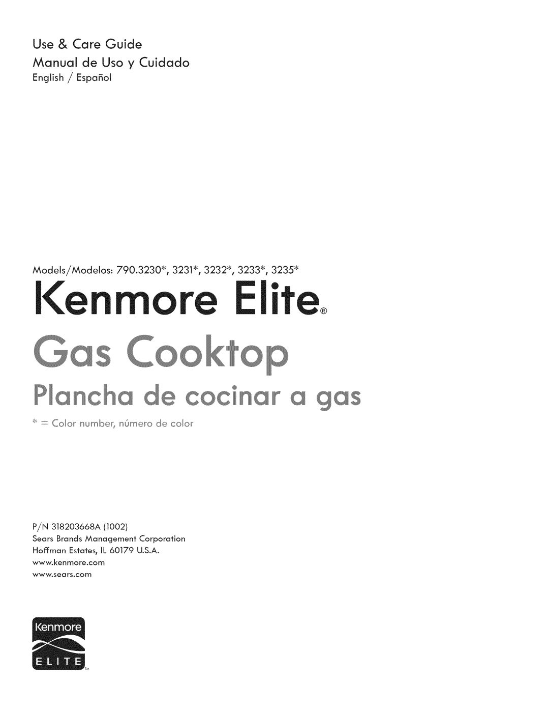 Kenmore 3233, 790.323, 3232, 3231, 3235 manual I e Elite, Use & Care Guide, Manual de Uso y Cuidado, English / Espa ol 