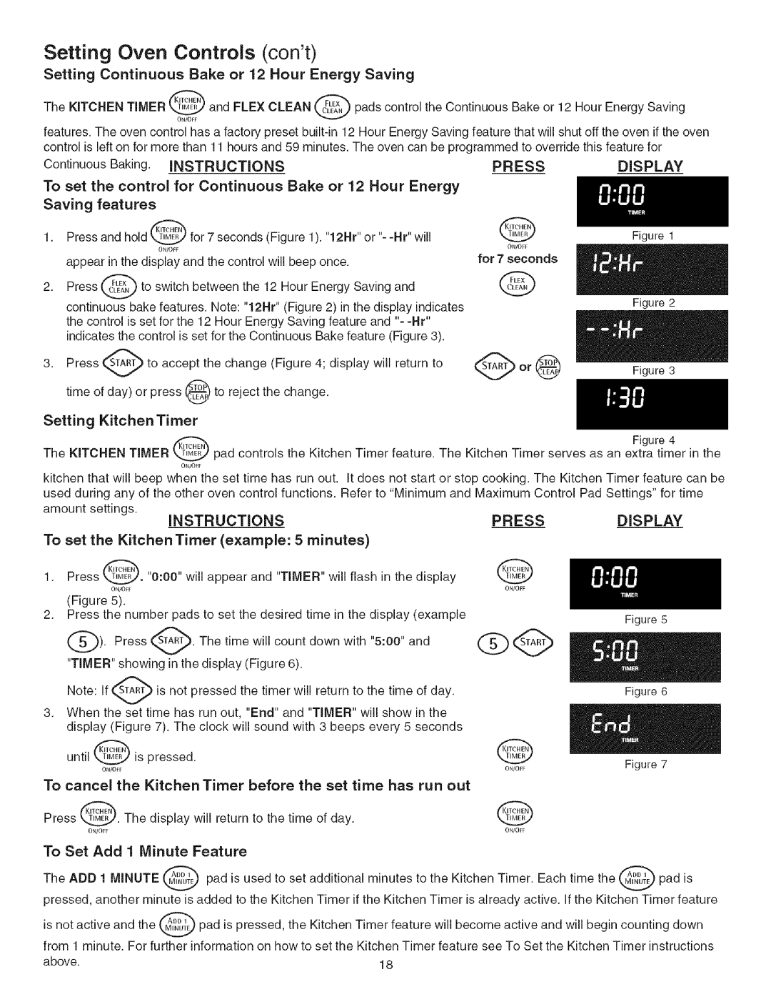 Kenmore 790.3671 manual Display, Instructions, Pressdisplay, To Set Add 1 Minute Feature 