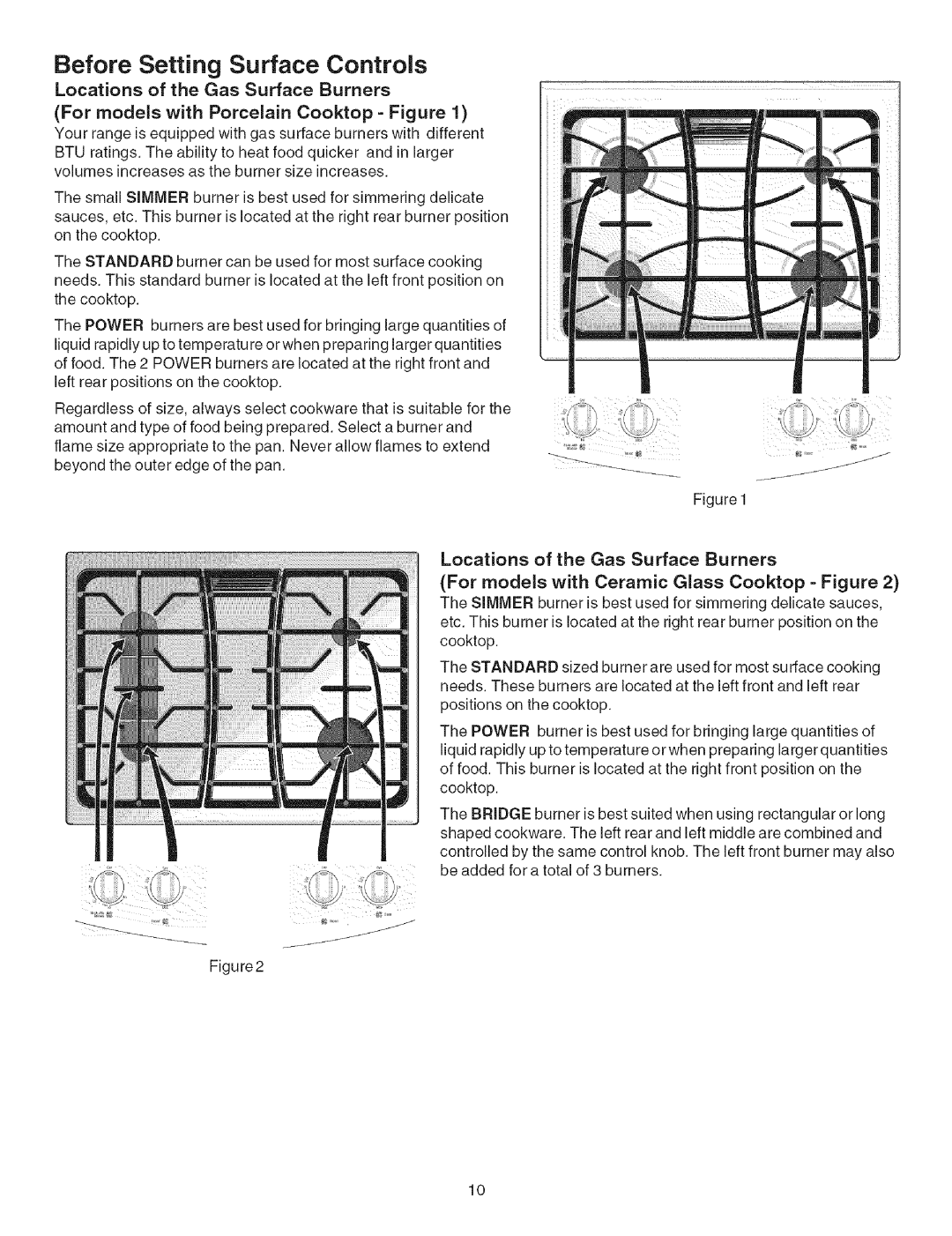 Kenmore 790.3671 manual Before Setting Surface Controls, Locations of the Gas Surface Burners 