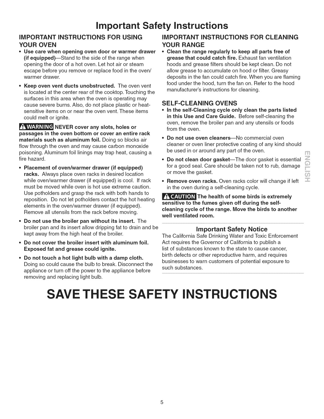 Kenmore 790.3693 IMPORTANT iNSTRUCTiONS for Using Your Oven, Important Instructions for Cleaning, SELF-CLEANING Ovens 