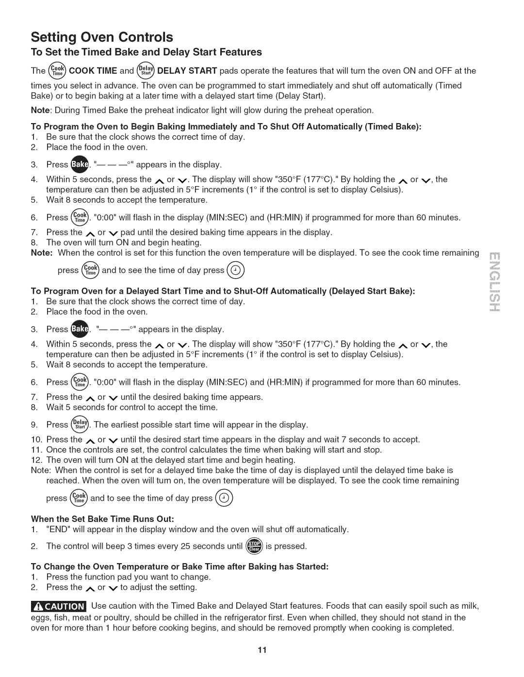 Kenmore 790.4019 manual To Set the Timed Bake and Delay Start Features 