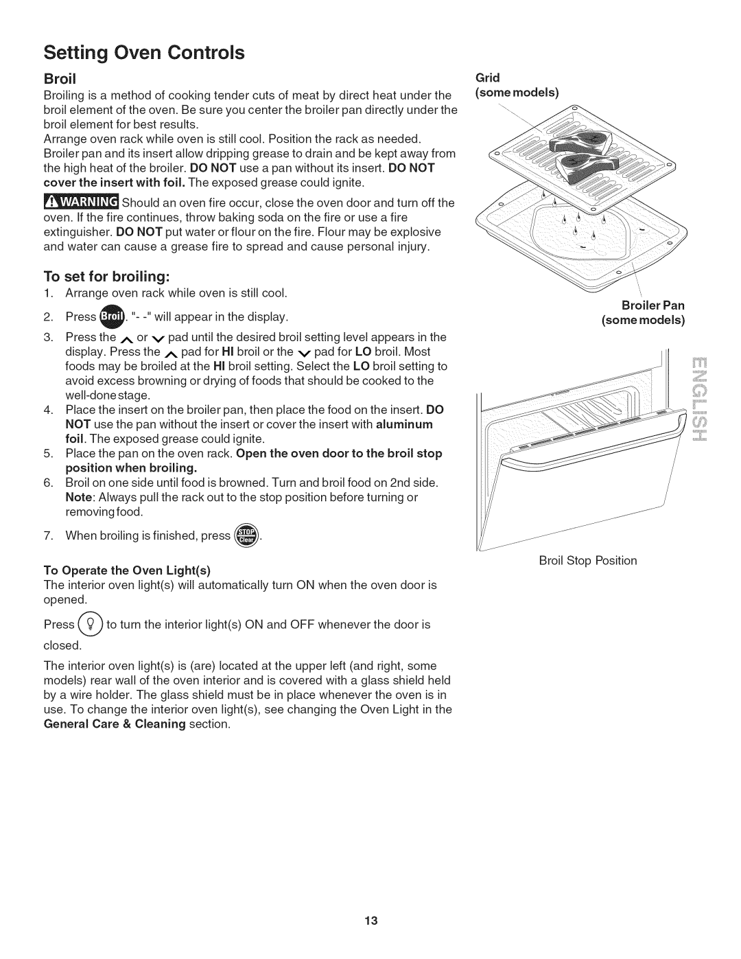 Kenmore 790.4019 manual Broil, To set for broiling 