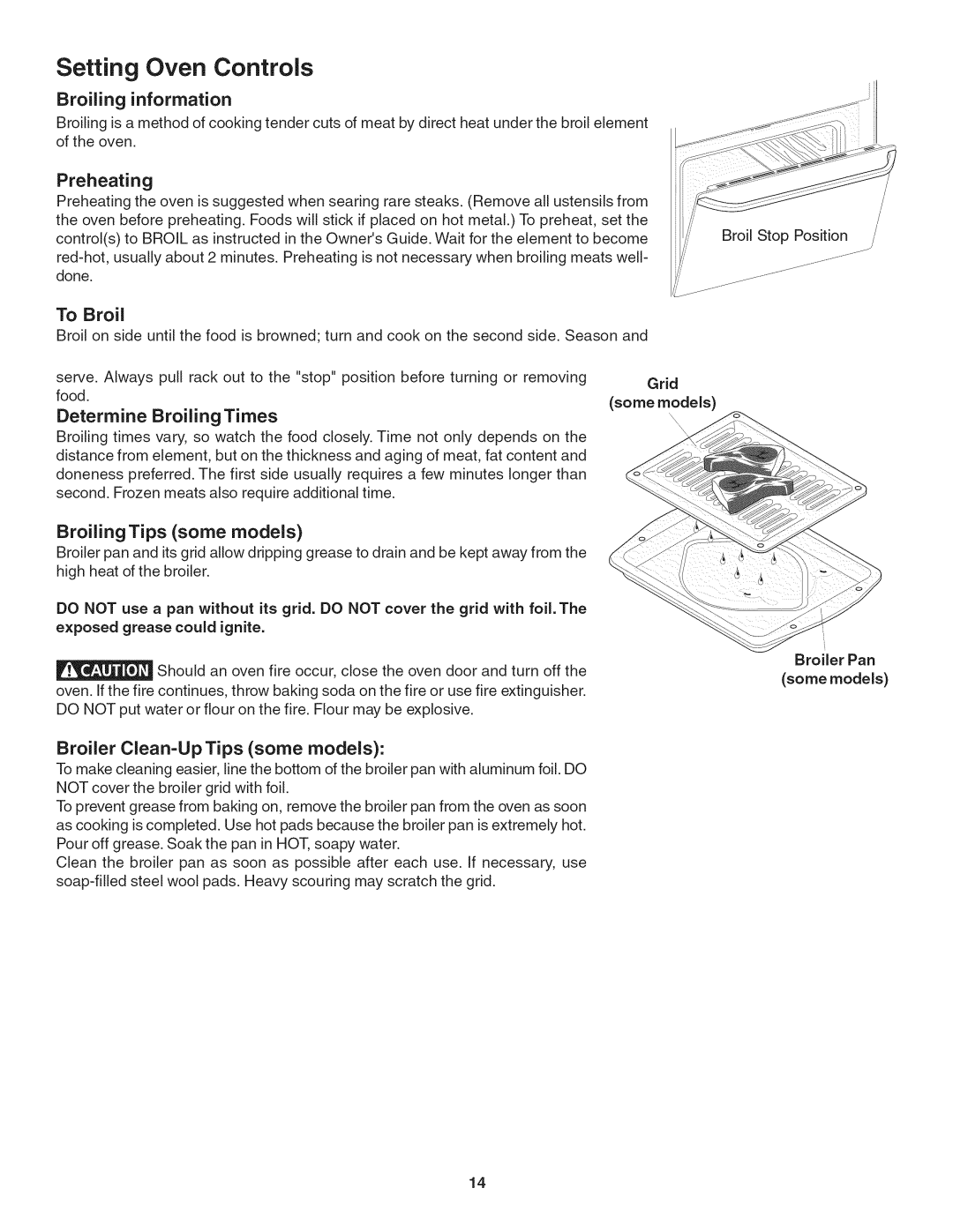 Kenmore 790.4019 manual Setting Oven Controls, Broiling information, Preheating, To Broil, Determine Broiling Times 