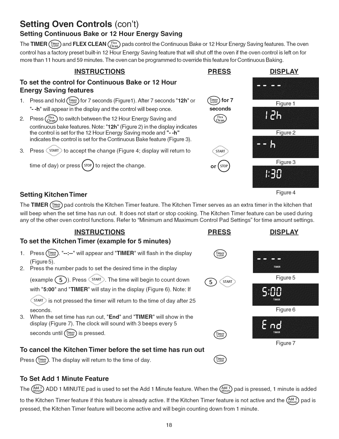 Kenmore 790.4101 manual Setting Oven, Cont, Instructions 