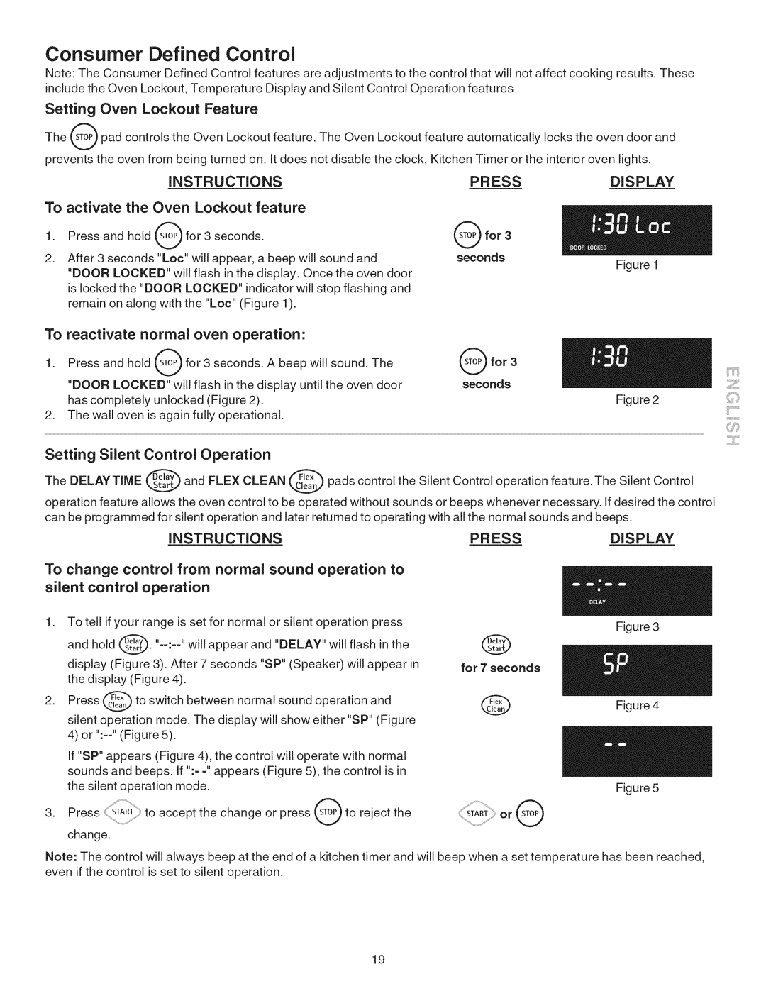 Kenmore 790.4101 manual Consumer Defined Control, Silent control operation 